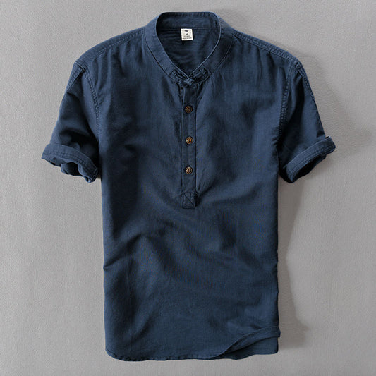 Chinese Style Men's Linen Short-sleeved T-shirt