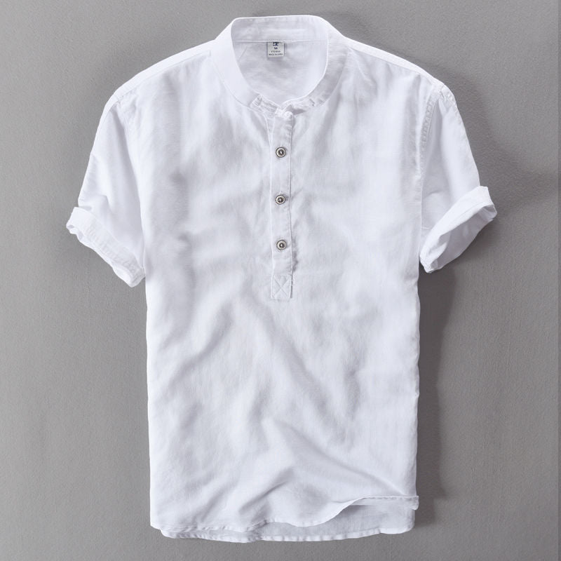 Chinese Style Men's Linen Short-sleeved T-shirt