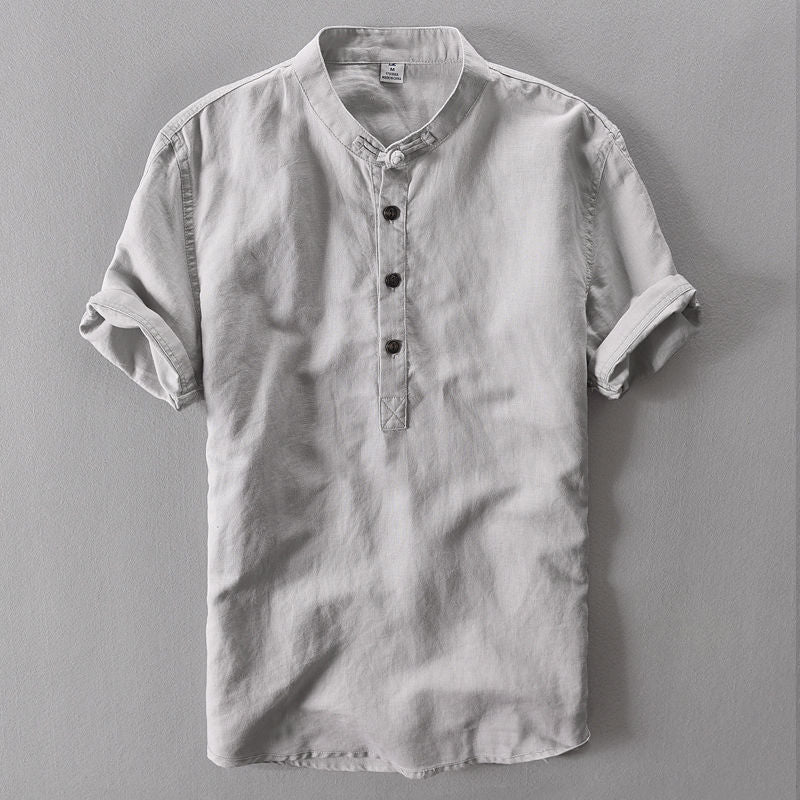 Chinese Style Men's Linen Short-sleeved T-shirt